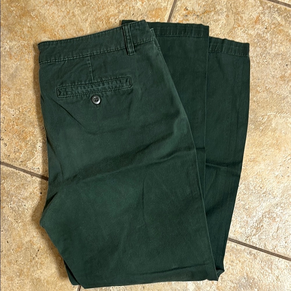 Green Business Casual Cropped Ankle Pants